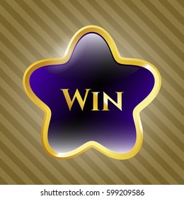 Vector illustration of  Win gold shiny emblem

