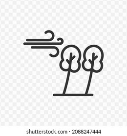 Vector illustration of the wind blows the trees icon in dark color and transparent background(png).