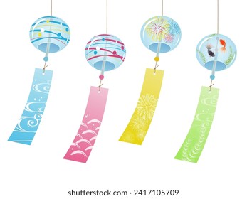 Vector illustration of wind chime set