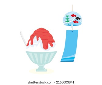 Vector illustration of a wind chime and Shaved Ice .