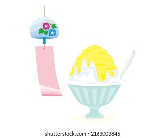 Vector illustration of a wind chime and Shaved Ice .