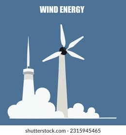 Vector illustration of wind energy. Green energy. renuable power source. Windmill