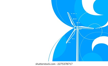 Vector illustration of  wind energy from renewable sources. Ecology concept