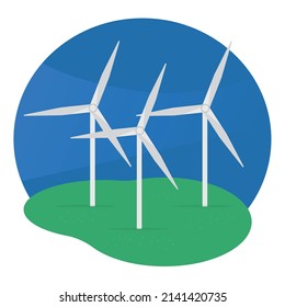 Vector illustration of a wind farm.