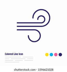 Vector illustration of wind icon colored line. Beautiful climate element also can be used as blowing icon element.