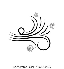 Vector illustration of wind icon isolated on white.