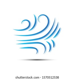 Vector illustration of wind icon isolated on white.