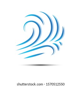 Vector illustration of wind icon isolated on white.