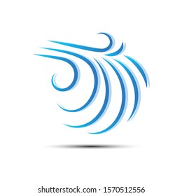 Vector illustration of wind icon isolated on white.
