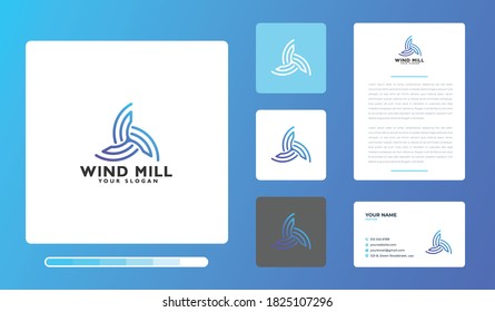 Vector illustration of wind mill logo design template. Isolated on a colored background.