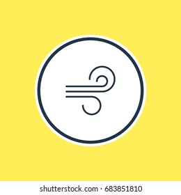 Vector Illustration Of Wind Outline. Beautiful Atmosphere Element Also Can Be Used As Breeze  Element.