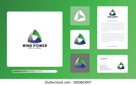 Vector illustration of wind power logo design template. Isolated on a colored background.