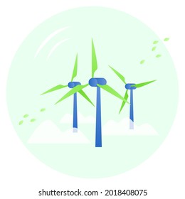 Vector illustration of wind power plants.
