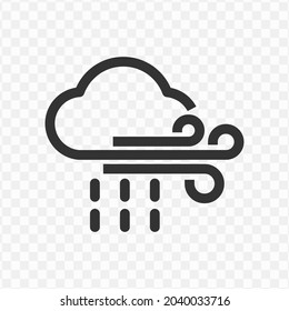 Vector illustration of wind rain icon in dark color and transparent background(png).