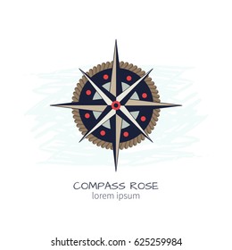 Vector Illustration of Wind Rose Isolated on white.  Handy grouped elements of picture