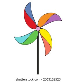 A vector illustration of a wind spinner toy isolated on transparent background. Designed in different colors for web concepts, prints, templates, wraps svg