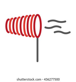 Vector illustration of a wind, strong wind, weather station, weather, waves, illustrations on a light background, lines, sketch