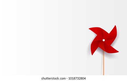 Vector Illustration. wind turbine with white background.Paper art carving
