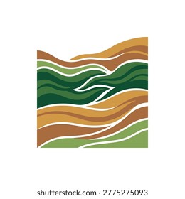 Vector illustration of a windbreak hedgerow with vertical bezier curve strata in layers.