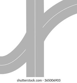 Vector Illustration of winding abstract asphalt road isolated on white background 6