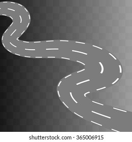 Vector Illustration of winding abstract asphalt road isolated on white background 9