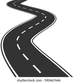Vector Illustration of winding abstract asphalt road isolated on white background