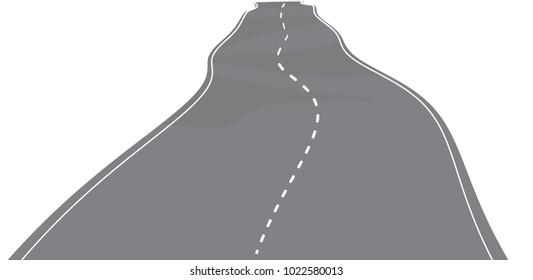 Vector illustration of winding, broken road with white marks