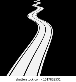 Vector Illustration of winding curved asphalt road