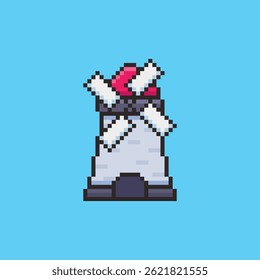 Vector Illustration of Windmill with Pixel Art Design, perfect for game assets themed designs