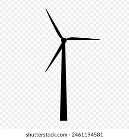 Vector illustration of windmill silhouette on transparent background