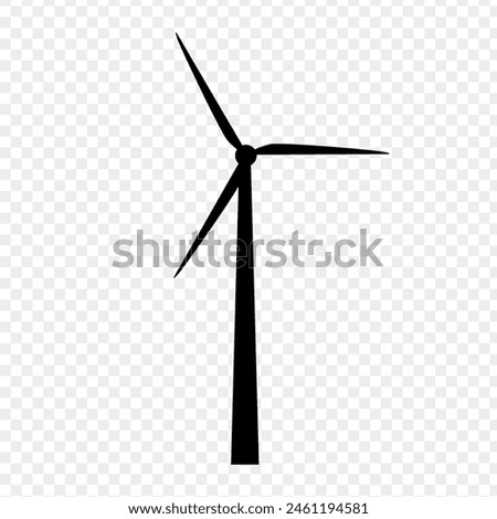 Vector illustration of windmill silhouette on transparent background