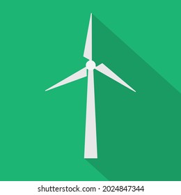 Vector illustration of a windmill. wind turbine. long shadow. vector flat design on isolated background.