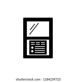Vector illustration of window air conditioner. Flat icon of heat regulation appliance. Climate equipment for home & office. Isolated object on white background.