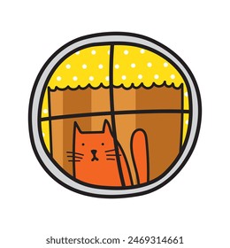 Vector illustration with window and cat