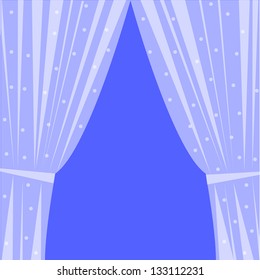 Vector illustration of window with curtain