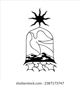 vector illustration of window with doves concept