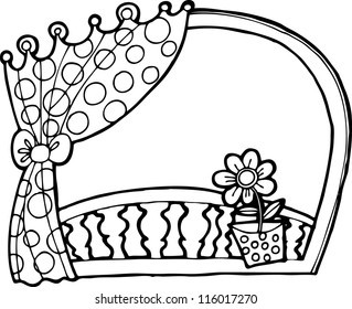 Vector illustration with window and plant