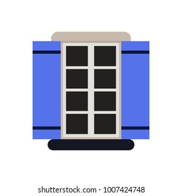 Vector illustration of window with shutters.