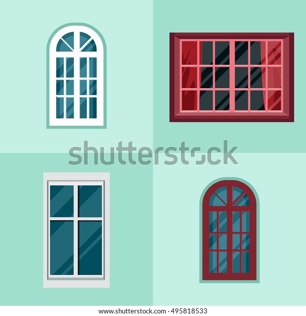 Vector Illustration Windows Set Flat Style Stock Vector (Royalty Free ...