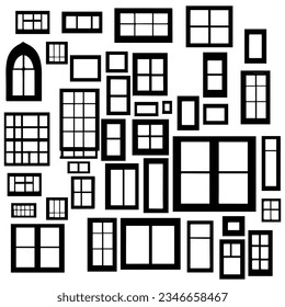 Vector illustration. Windows silhouette. Set of window frames.