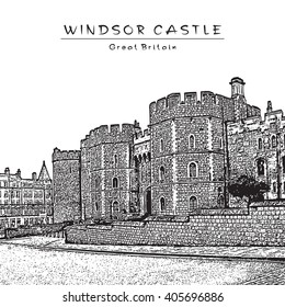 Vector illustration of Windsor Castle - Great Britain. Engraved Image.
Result of Auto-Trace.