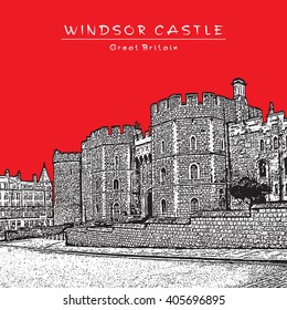 Vector illustration of Windsor Castle, Great Britain. Engraved Image.
Result of Auto-Trace.