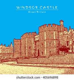 Vector illustration of Windsor Castle, Great Britain. 
 Auto-Trace.