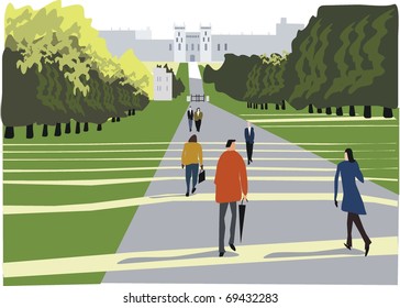 Vector illustration of Windsor Great Park, London England.