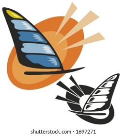 Vector illustration of a windsurf.