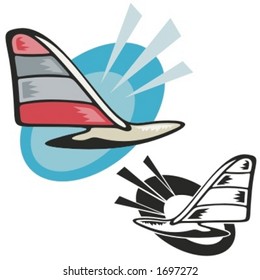 Vector illustration of a windsurf.