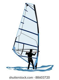 Vector illustration of windsurfing