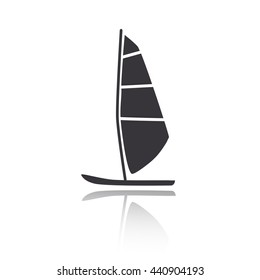 Vector illustration of windsurfing board. Windsurfing icon flat.