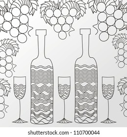 Vector illustration of wine black and white