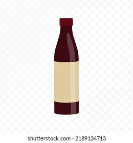 Vector Illustration Of Wine Bottle. Colored Vector For Website Design .Simple Design On Transparent Background (PNG).